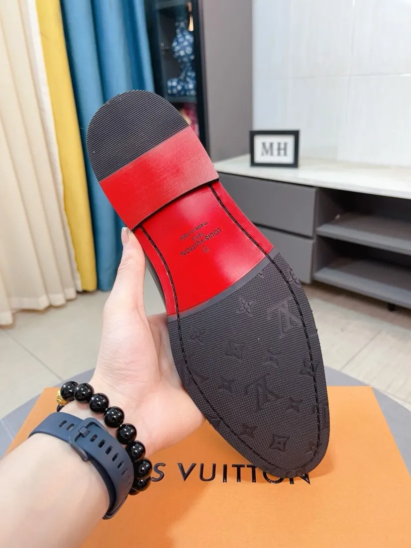 Men's men's shoes 💰520🌸🌸【LV Louis Vuitton】~ New product 🆕High-end original men's 🚹Business casual leather shoes, made of original cowhide open-edge bead fabric➕comfortable and soft cowhide lining➕cowhide insole, original LOGO rubber non-slip outsole. Code number: 38-44